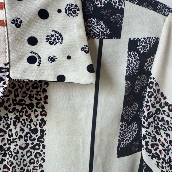 Stylish Leopard Patchwork Button Down Shirt - Picture 3 of 5
